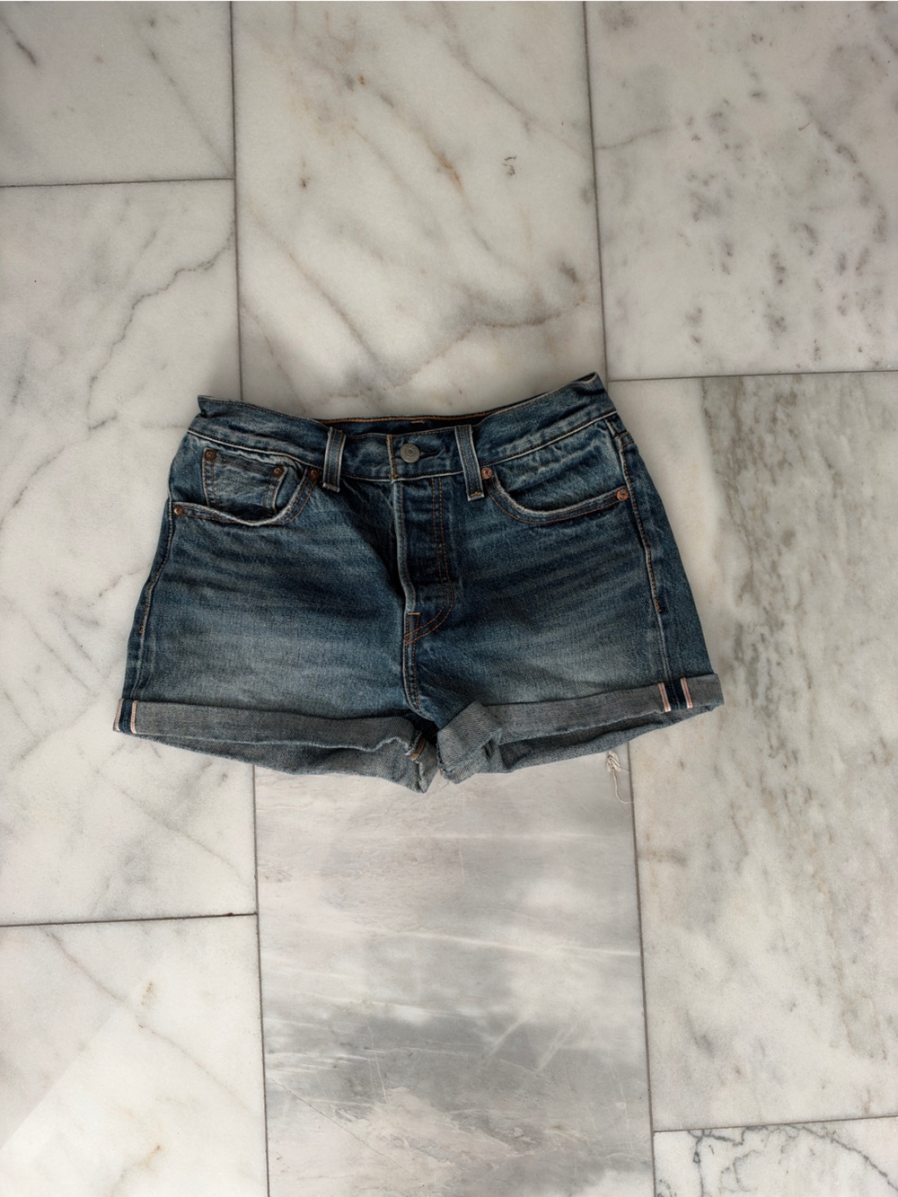 Levi's Medium Blue High-Rise Denim Shorts